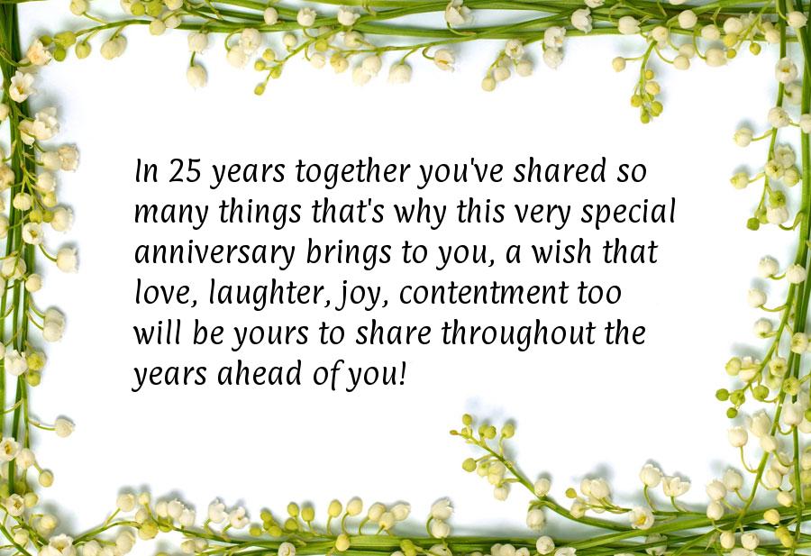 25th Anniversary Card Sayings