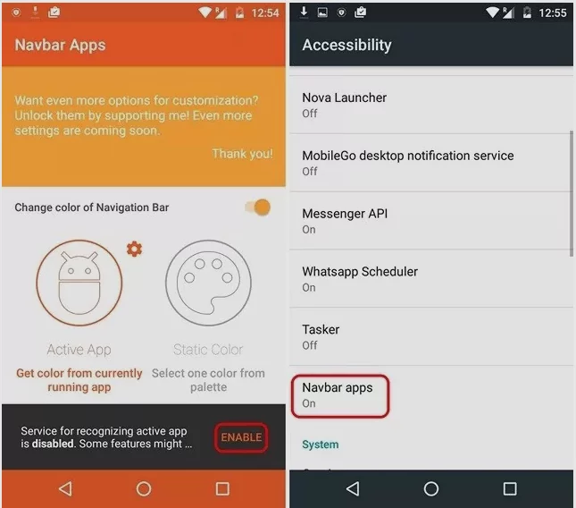 How to customize the navigation bar in android