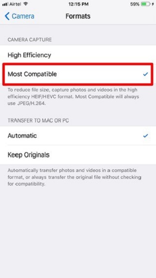 How to Disable High Efficiency Image Format in iOS 11