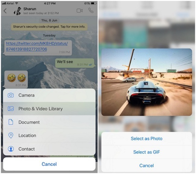 Sharing Live Photos As GIFs by WhatsApp