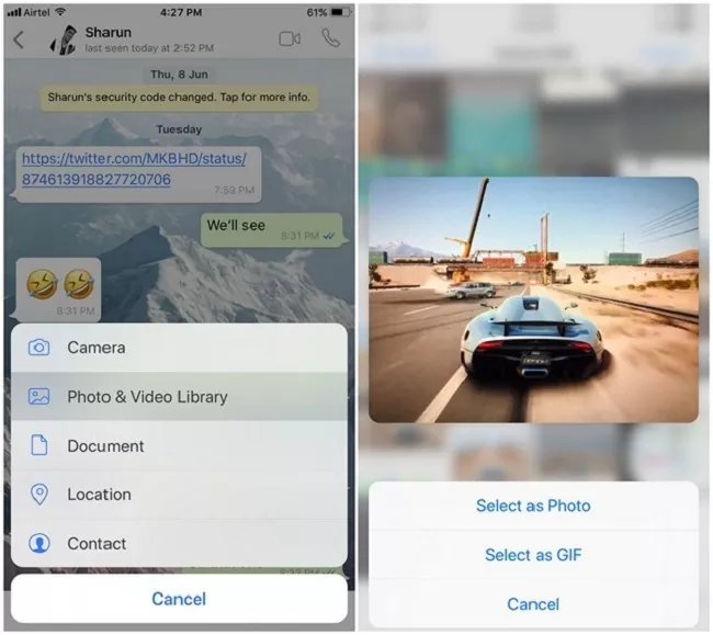 Sharing Live Photos As GIFs by WhatsApp