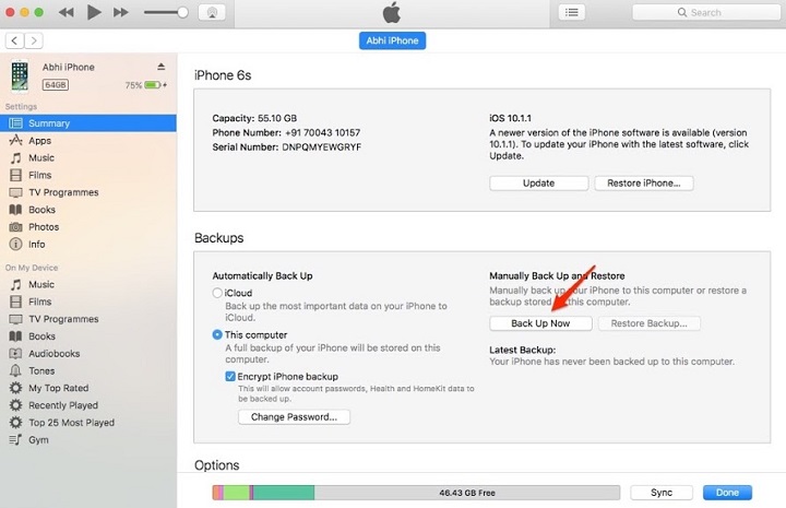 How To Backup iPhone With iTunes