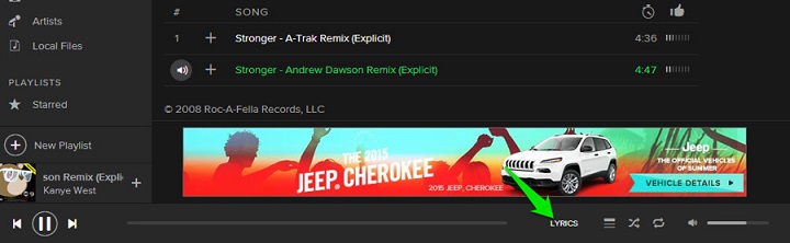 show lyrics on spotify pc