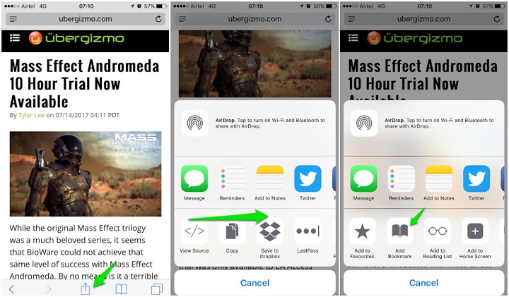 How to bookmark on iPhone