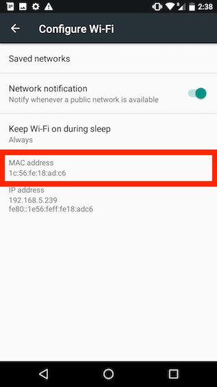 how to check android mac address