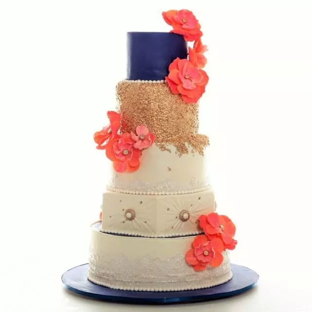 Elegant Hexagonal Wedding Cakes