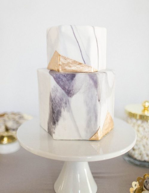 Elegant Hexagonal Wedding Cakes