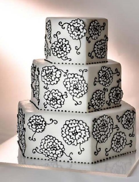 Elegant Hexagonal Wedding Cakes